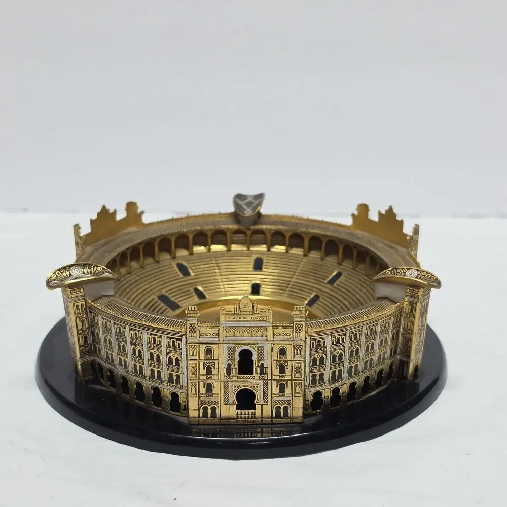 Vintage Metal Plaza De Toros Souvenir Building Ashtray Detailed Design Spain